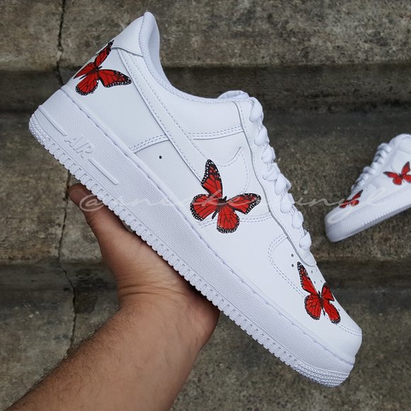 Nike Other - Nike Air Force 1 Low White Red Butterfly Sz 9 Mens